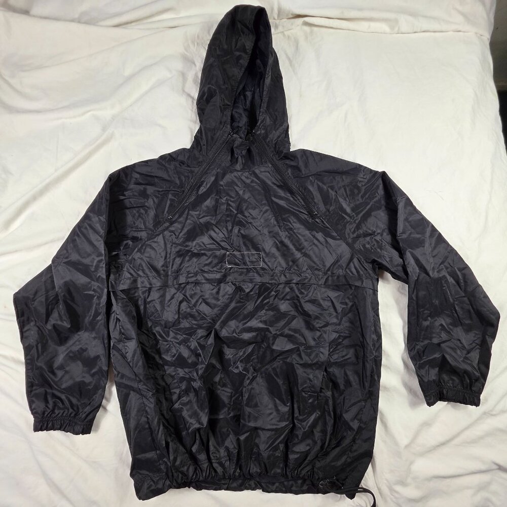 Rietveld Mens XL Black Hooded Windbreaker Nylon Jacket Lightweight Rain Coat